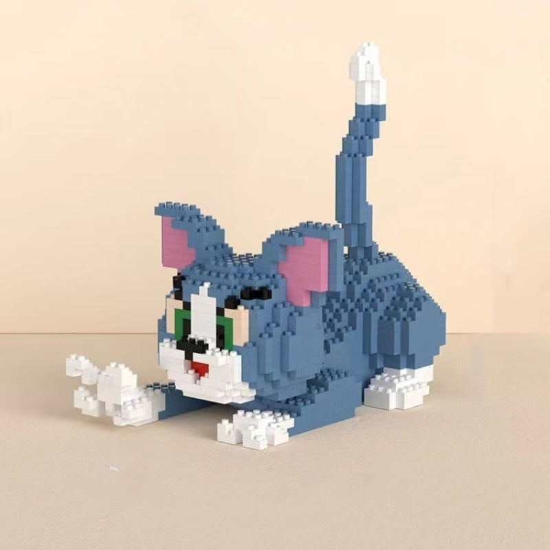 3pcs WB Cat and Mouse Building Blocks Set Enhances Focus Brick Room Decoration
