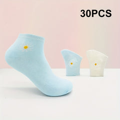 Floral Print Crew Socks for Women, Comfy & Breathable Short Stockings