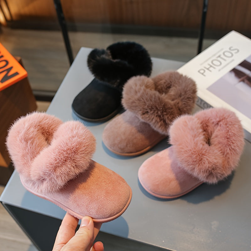 Girls' Furry Snow Boots Soft Warm Plus Fleece Boots for Outdoor Walks