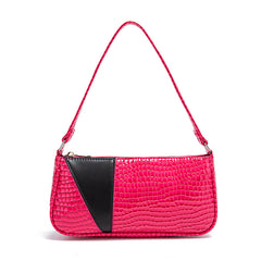 Colorblock Baguette Shoulder Bag Retro Classic Clutch Purse