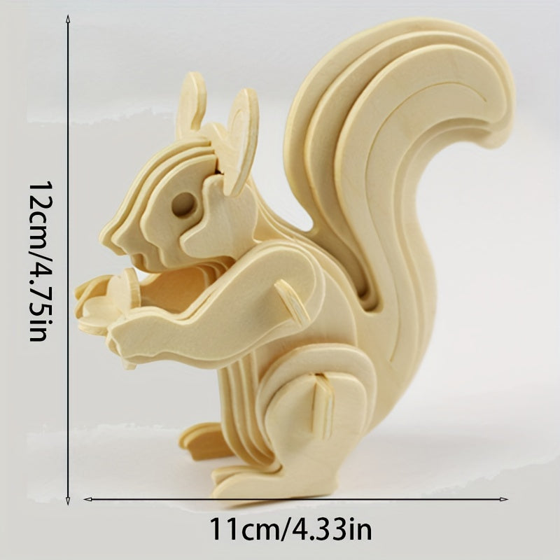 3D Animal Wooden Puzzle Educational Toy DIY Building Block Model