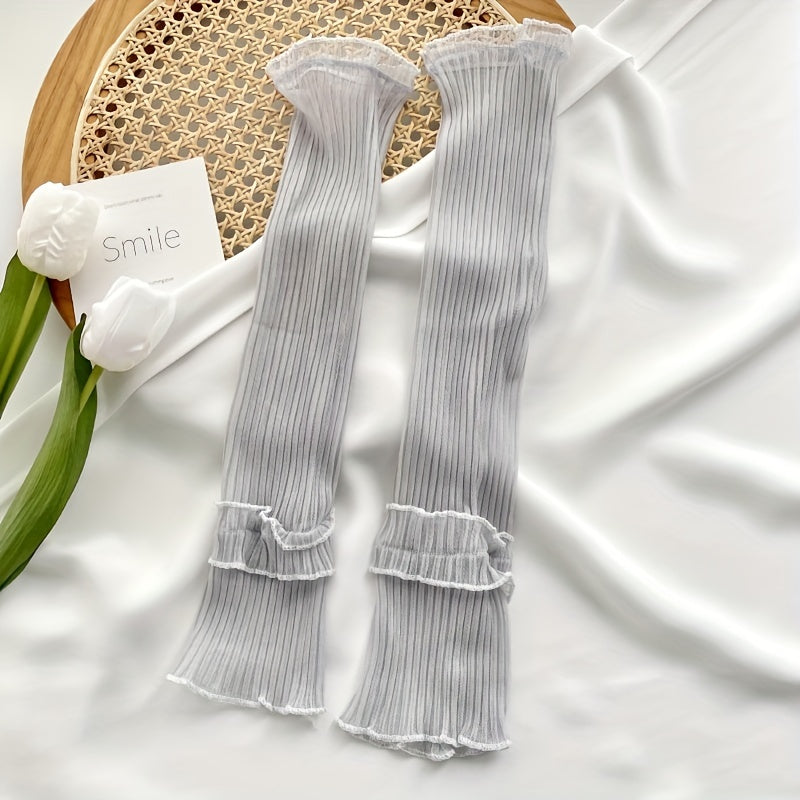 Lace Ruffles Long Gloves Sunscreen UV Protection Sleeves