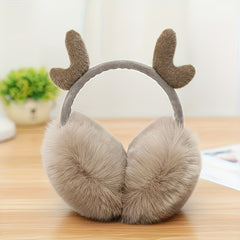 Women's Winter Plush Earmuffs with Cartoon Antlers
