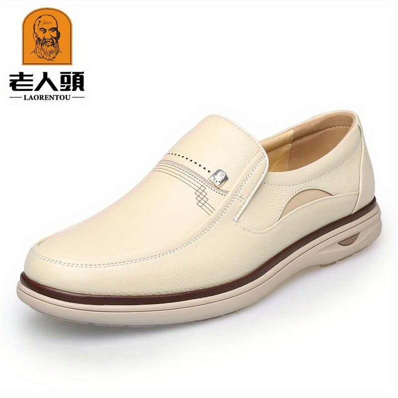 LAORENTOU Men's Leather Loafer Shoes Lightweight Non Slip Casual Shoes