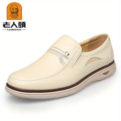 LAORENTOU Men's Leather Loafer Shoes Lightweight Non Slip Casual Shoes