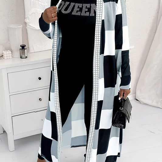  Colorblock Geometric Cardigan