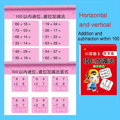 Math Exercise Book & Arithmetic Cards for Addition/Subtraction Within 10-100
