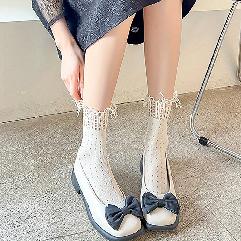Tassel Hollow Out Mid Tube Socks Women's Stockings