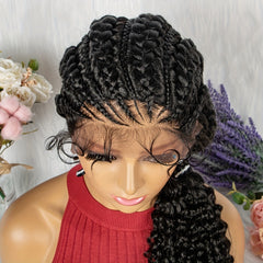 Low Ponytail Braid Wig Lace Front Synthetic Wig