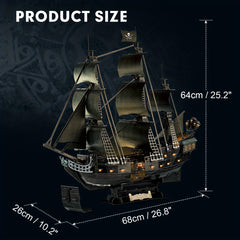 3D Puzzle Pirate Model with LED Lights