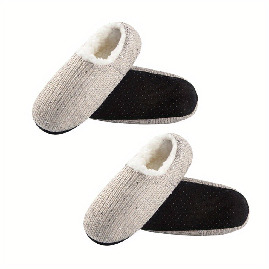 2 Pairs Plush Lined Floor Socks Soft & Warm Women's Stockings
