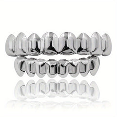 Silvery Teeth Grillz Set Top & Bottom Hip Hop Rapper Jewelry