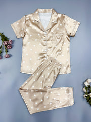 Heart Print Pajama Set Short Sleeve Women's Sleepwear