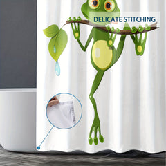 Waterproof Frog Shower Curtain with Hooks 72x72in