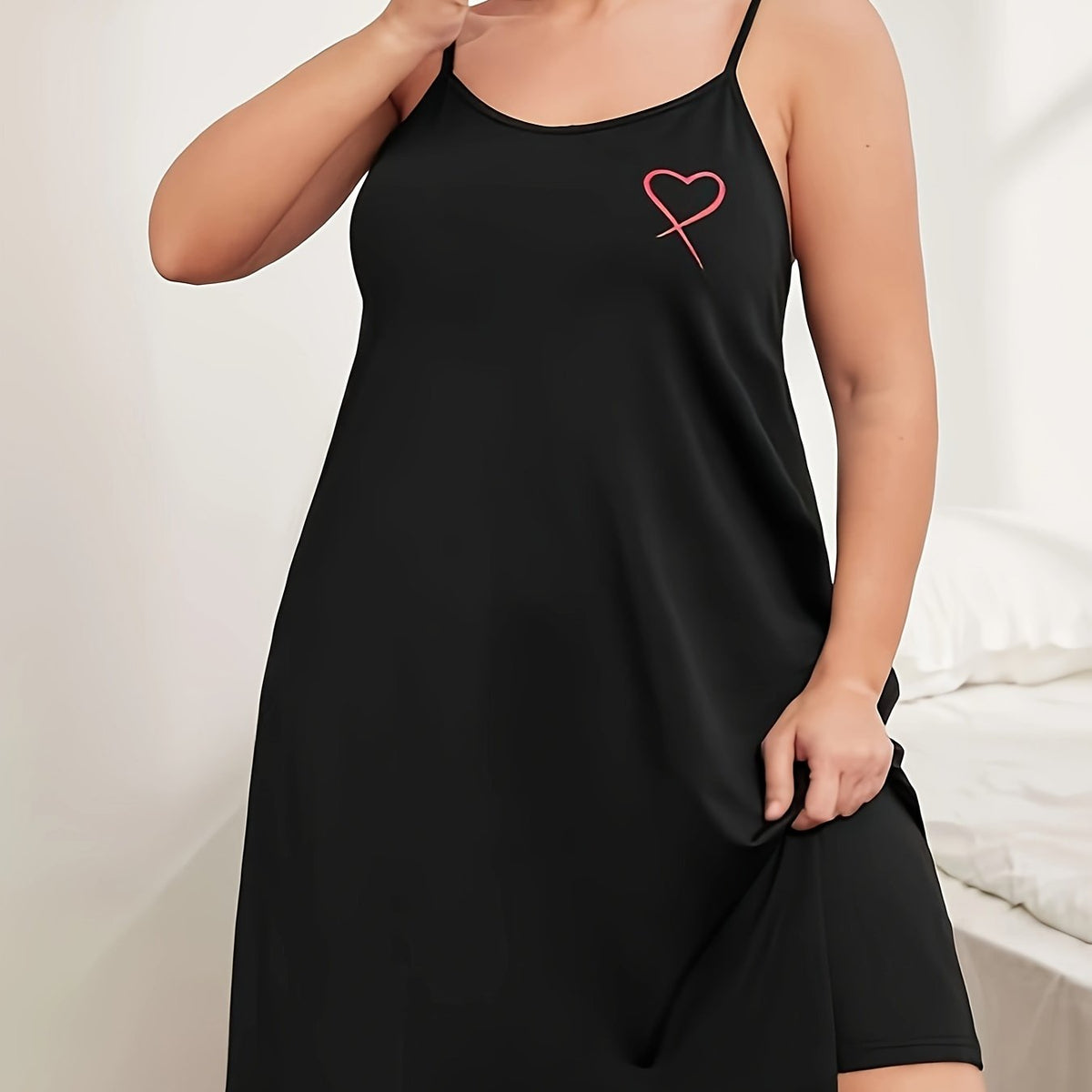  Heart Print Cami Sleep Dress