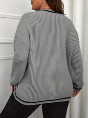  Stripe Print V Neck Sweater
