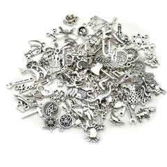 Assorted 10-50pcs Metal Alloy Silver Charms for DIY Jewelry Making