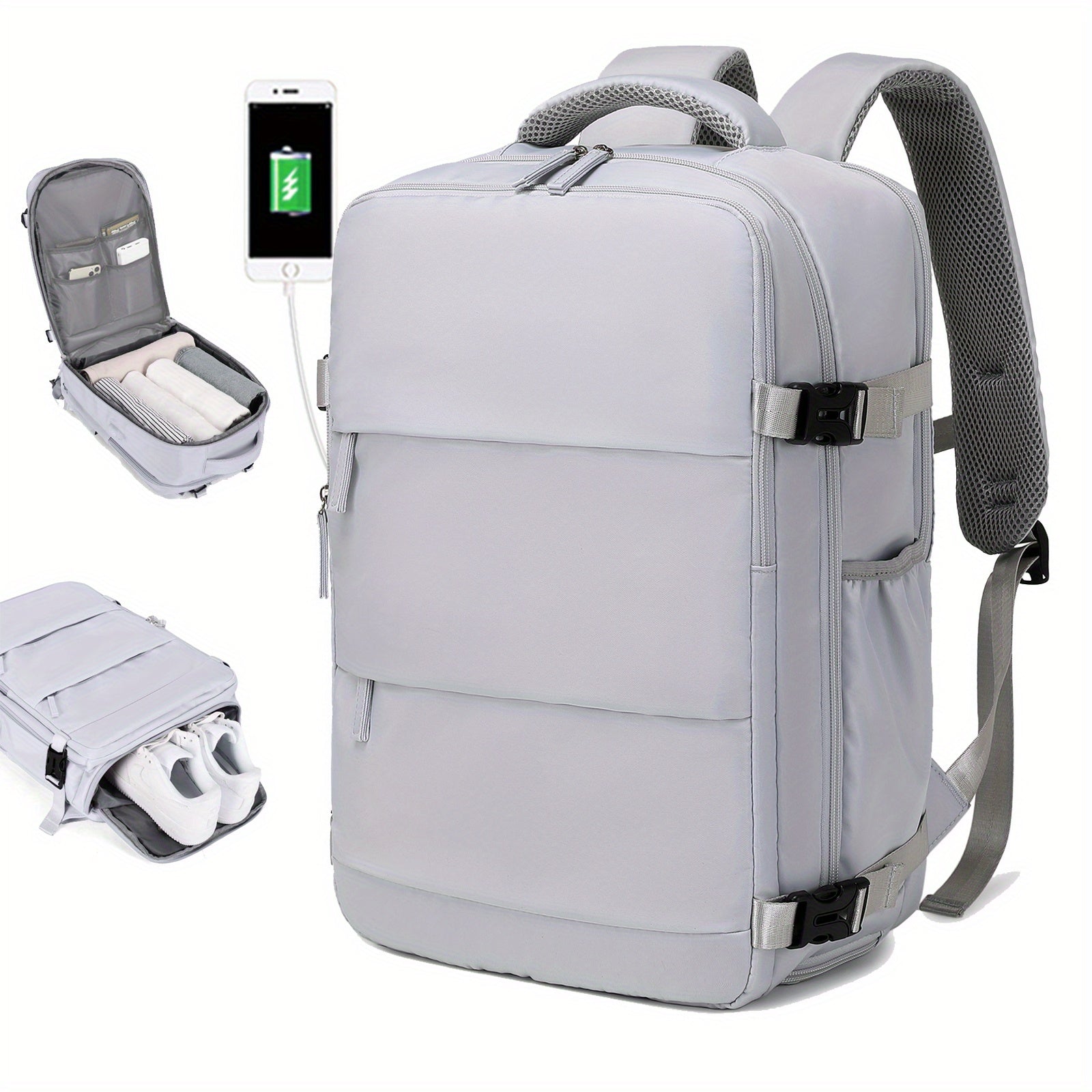 Large Travel Backpack Lightweight Laptop Daypack Shoe Compartment