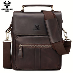 HUMERPAUL Leather Shoulder Bag Retro Top Layer Cowhide Crossbody Bag