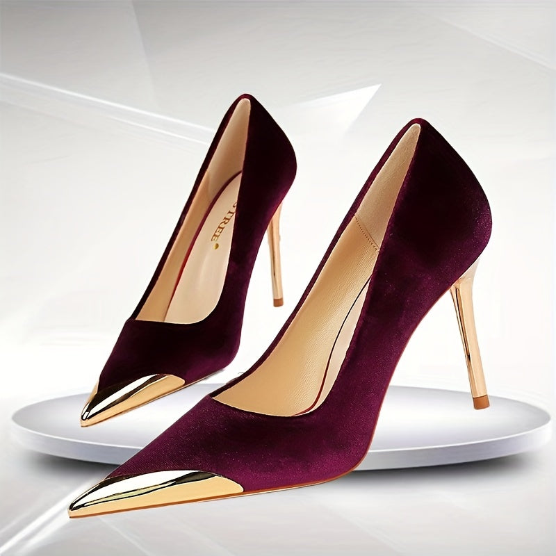 Women's Metal Toe High Heels Stilettos Dress Pumps