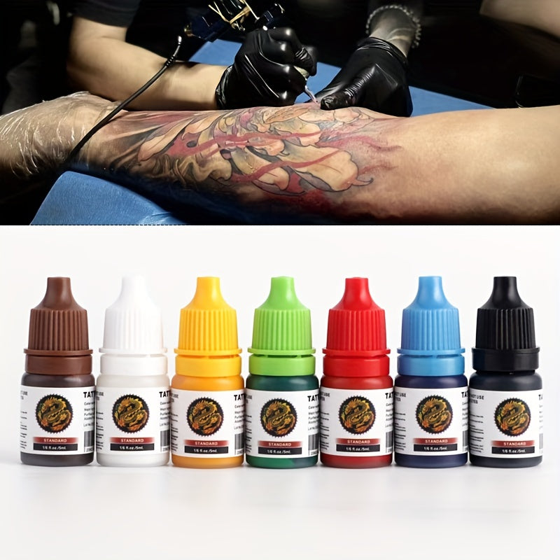 7Pcs Tattoo Inks Pigment Kit for Permanent Makeup & Body Art Painting