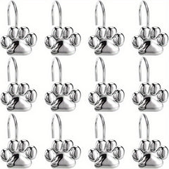 12pcs Paw Print Shower Curtain Hooks - Rust Proof and Fashionable