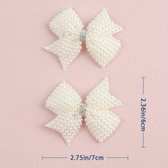 2pcs Faux Pearl Bow Hair Clips for Hair Bangs Braids Girls Baby Accessories