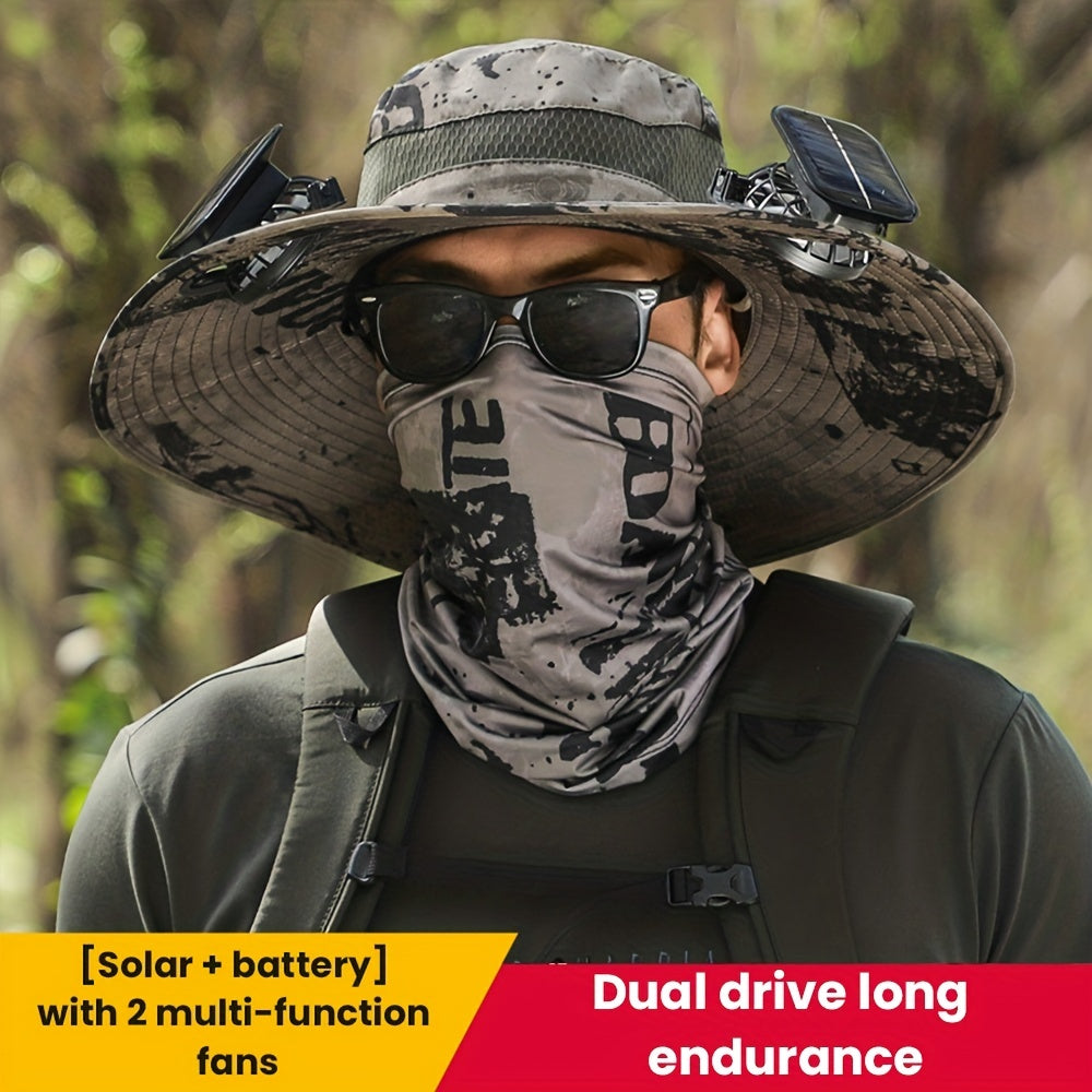 Summer Sun Hat with Solar Fan for Outdoor Activities