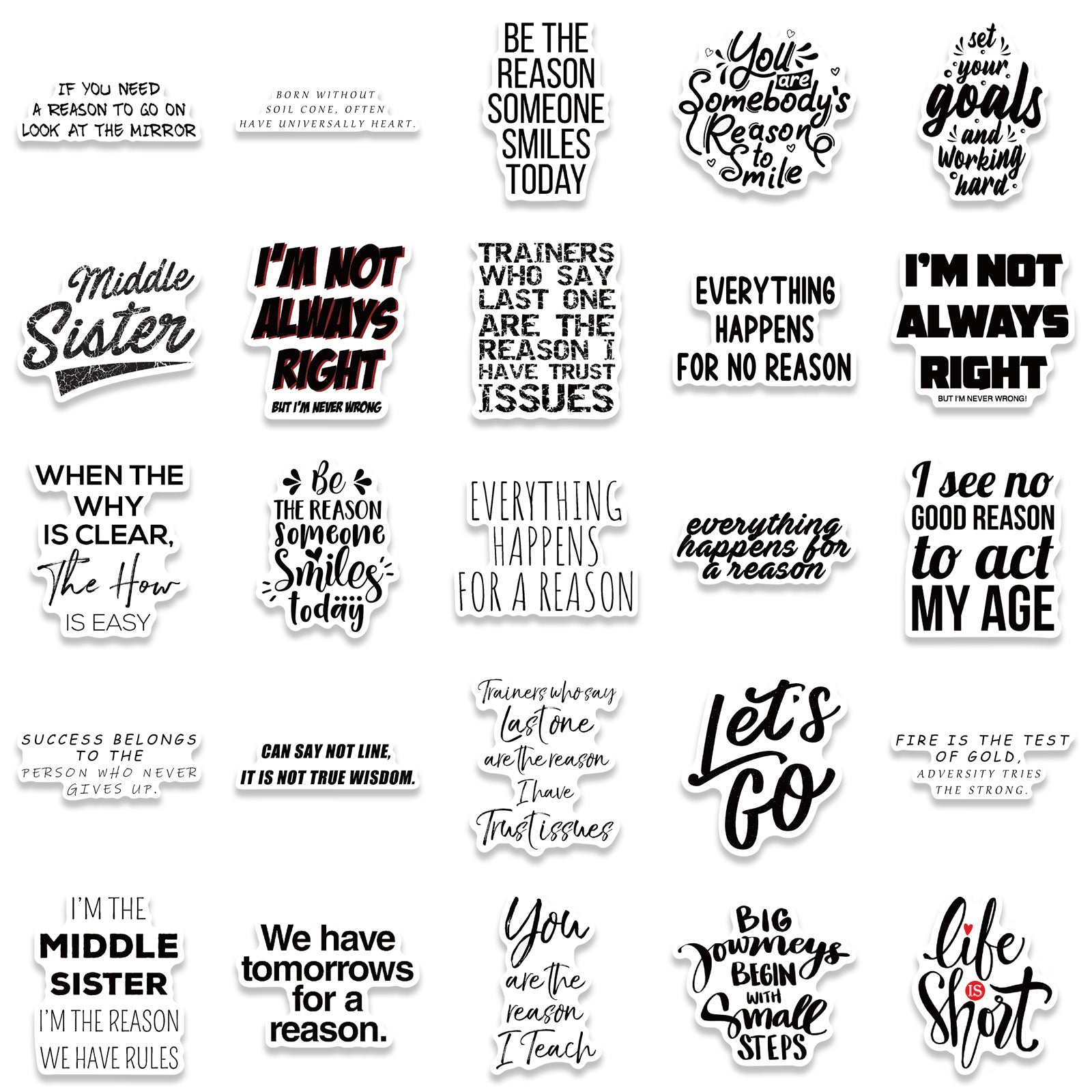 50 Inspiring English Phrases Waterproof Stickers