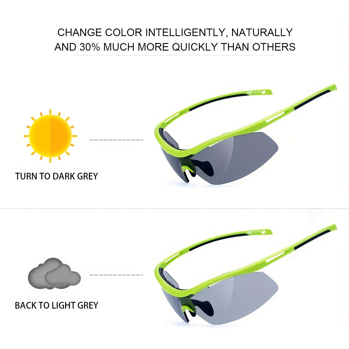 Sports Sunglasses TR90 Frame Photochromic Lens Anti Fog Coated Lens