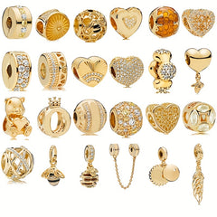 1pc Golden Beads Bee Honeycomb Crown Charm Diy Loose Beads