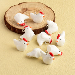 10pcs Cartoon Animal Rooster Pendants DIY Bracelet Necklace Accessories