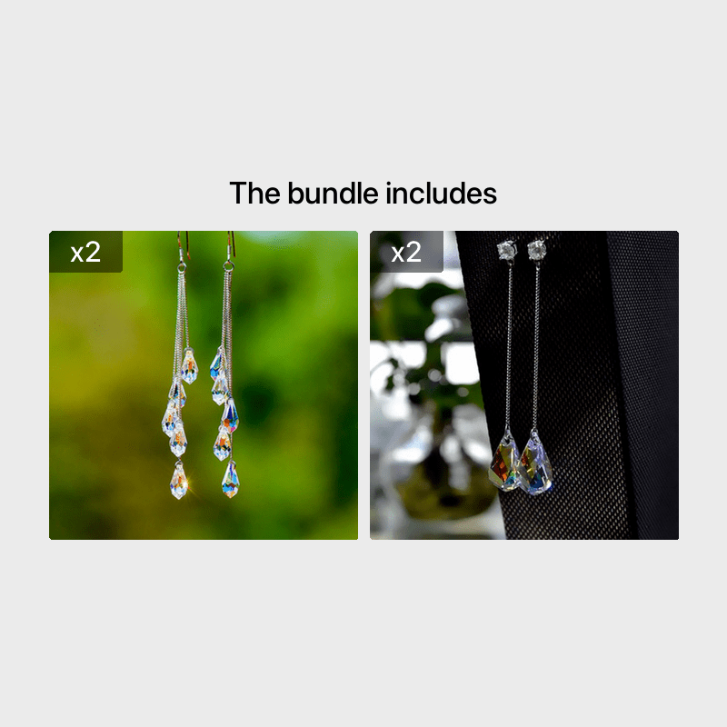 Teardrop Zircon Dangle Earrings 925 Silver Plated Gift For Women