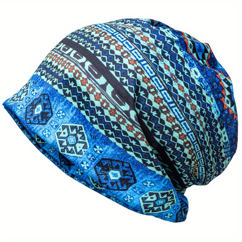 Boho Print Thin Slouchy Beanie Lightweight Chemo Cap