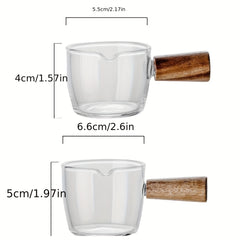 Wooden Handle Glass Milk Tea Cup Mini Salad Cup Coffee Plus Milk Cup