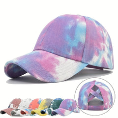 Rainbow Tie Dye Ponytail Baseball Cap Dad Hat