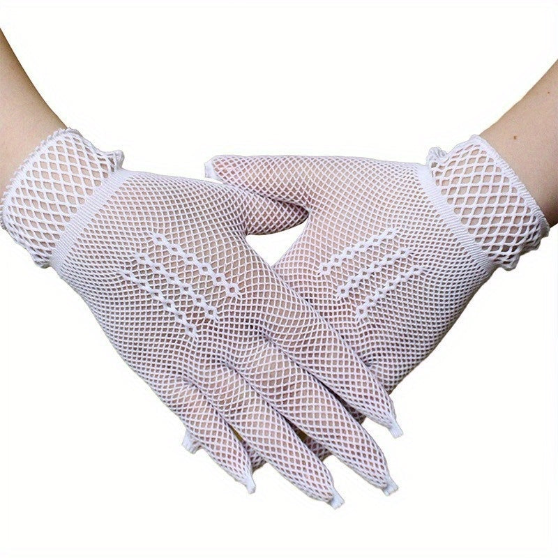Y2K Lace Short Glove Fishnet Hollow Mesh Gloves For Wedding Bridal Women