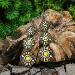 Vintage Style Turquoise Dangle Earrings Geometric Shape