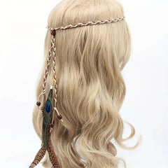 Boho Peacock Feather Headband Hair Rope