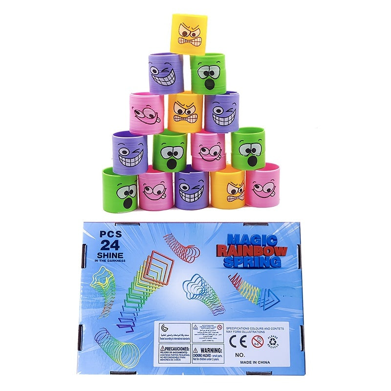 24pcs Rainbow Ring Finger Pull Toys Birthday Party Gift Set