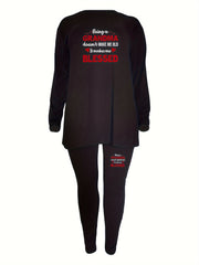  Letter Graphic Tee & Leggings Set