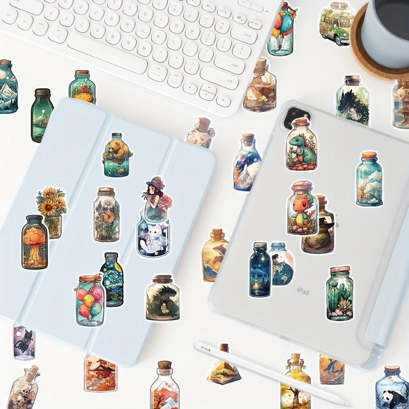50 Cartoon Bottle Graffiti Stickers for Laptop Water Bottle Luggage Helmet