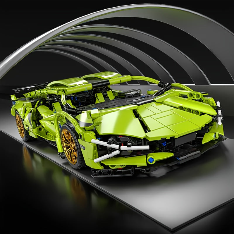 Green Sports Car Building Block Model - ABS Material