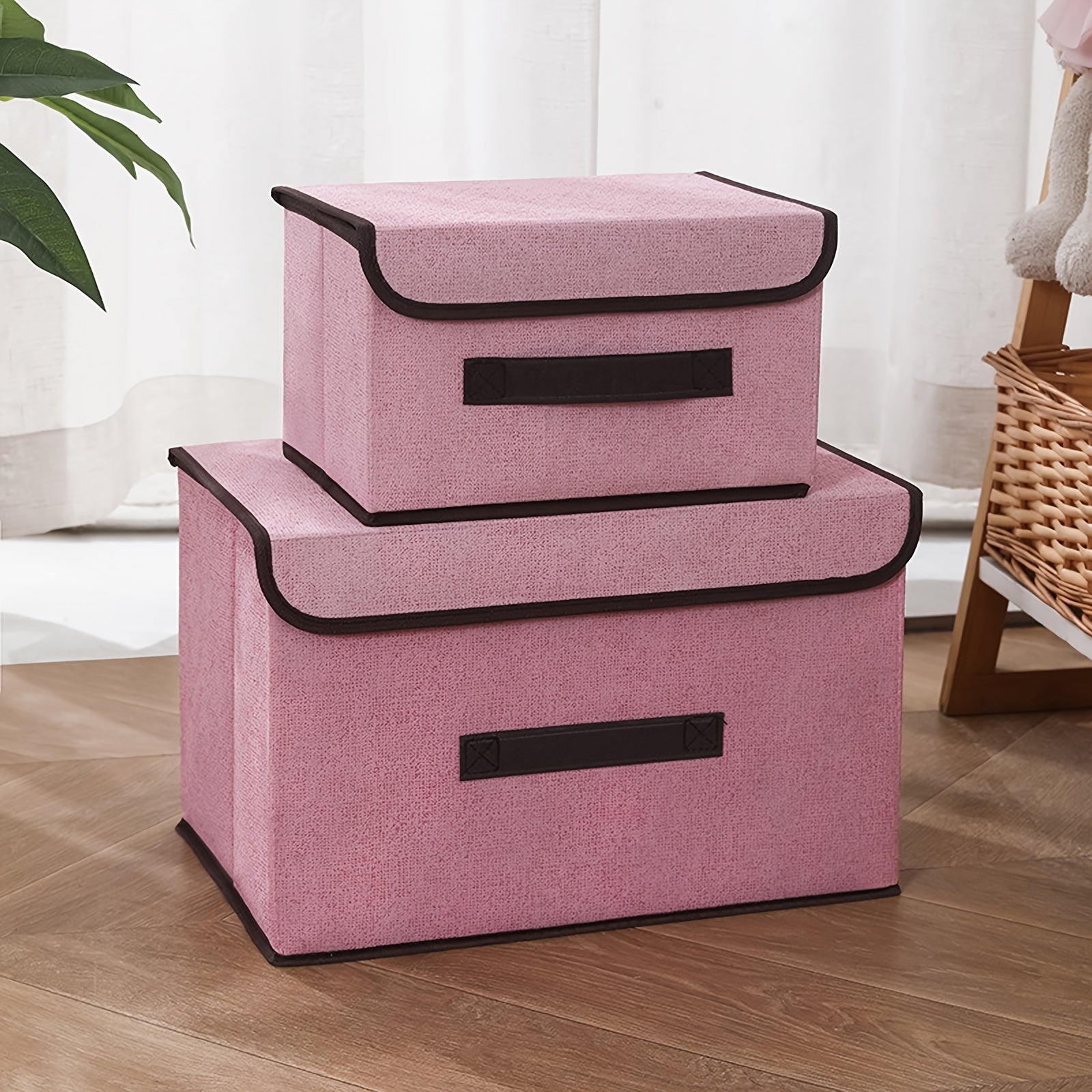 2 Piece Baby Toy Clothes Storage Bag Set Cotton And Linen Home Fabric Foldable