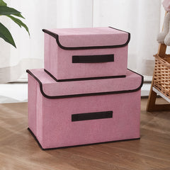 2 Piece Baby Toy Clothes Storage Bag Set Cotton And Linen Home Fabric Foldable