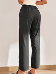 Women's Solid Lounge Bottoms Casual Tie Waist Pants