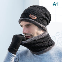 Winter Warm Hats & Scarf Set Pompom Cap Windproof Beanie