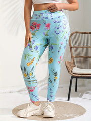  Casual Leggings Women's Plus Floral Print High Rise Leggings