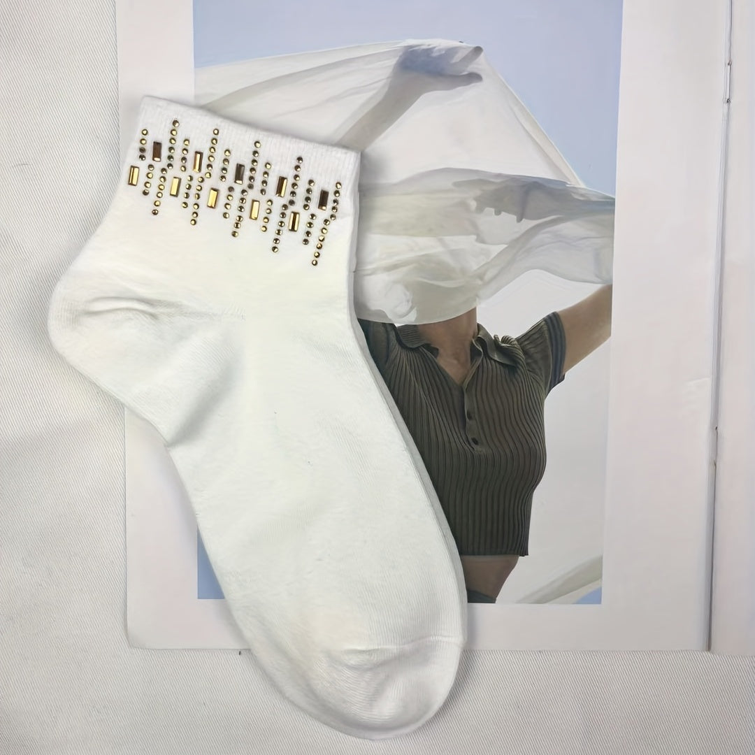 5 Pairs Rhinestone Crew Socks for Women