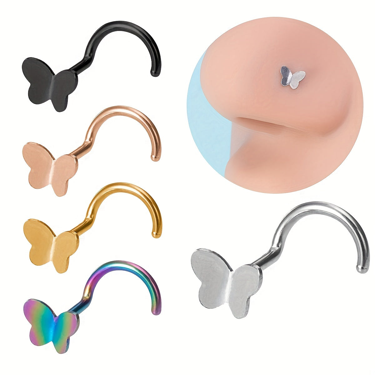 Mini Butterfly Nose Rings Stud Earrings Piercing Nariz Bone Studs